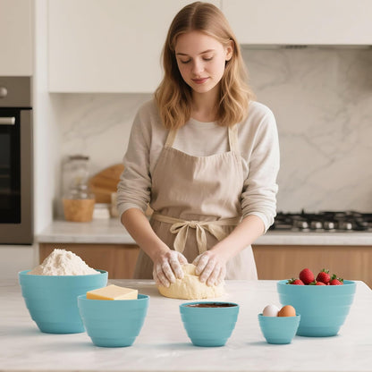 TP Large Mixing Bowl Set with Lids, Melamine Nesting Bowls Set for Pasta Baking Salad Mixing, Set of 3, Aztec Bloom