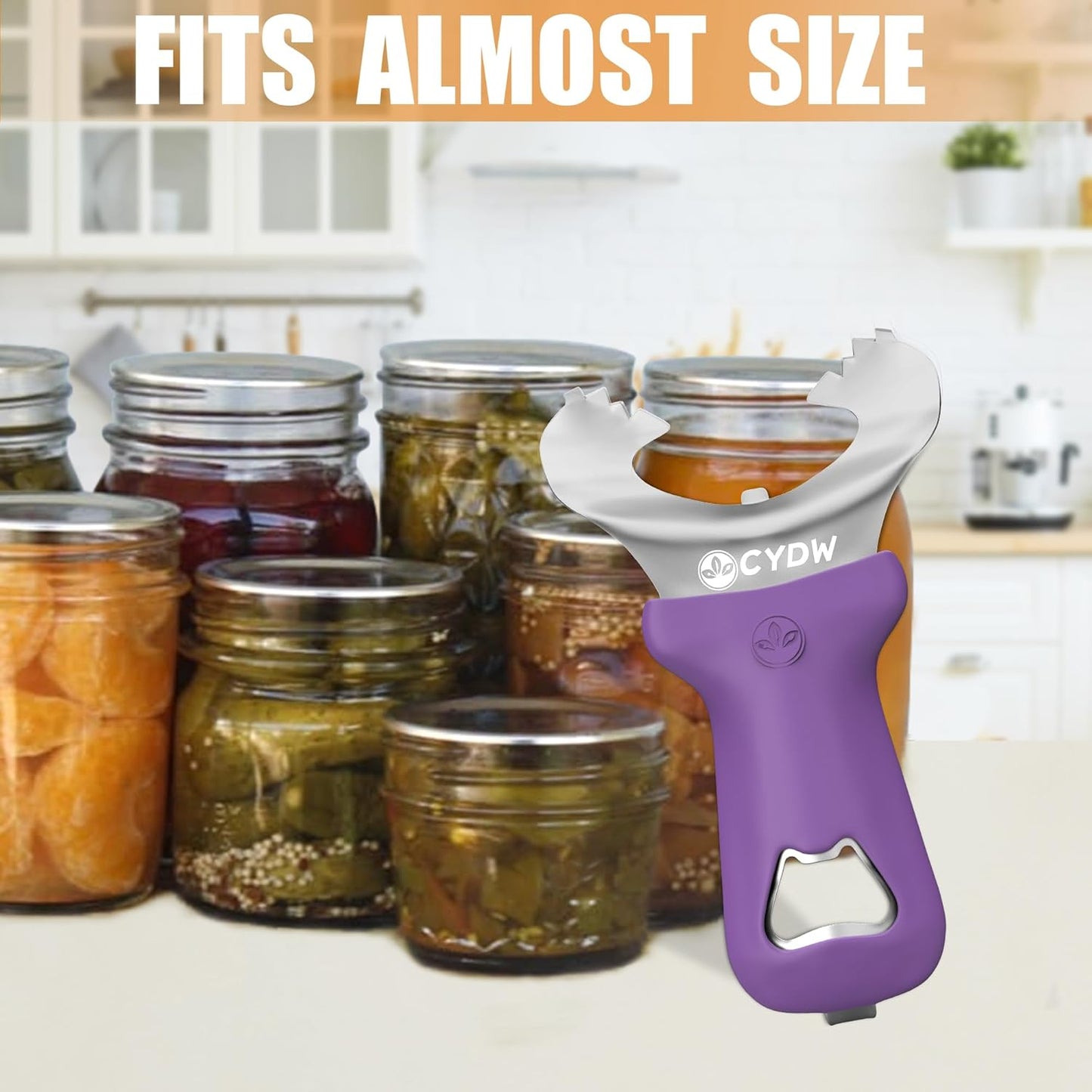 CYDW Mason Jar Opener Tool with Soft Touch Handle, No Lid Dents or Damage, Can Opener Manual Multi-Purpose, Easy Twist Manual Handheld Top Remover, Canning Supplies, Bottle Opener, Made for Lifetime