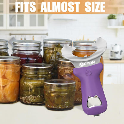 CYDW Mason Jar Opener Tool with Soft Touch Handle, No Lid Dents or Damage, Can Opener Manual Multi-Purpose, Easy Twist Manual Handheld Top Remover, Canning Supplies, Bottle Opener, Made for Lifetime