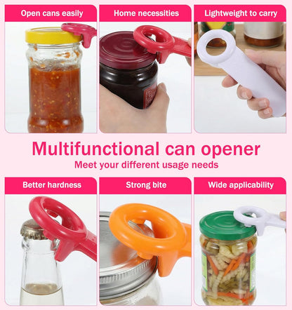 3PCS Jar Key Lid Opener, 5.51-Inch Jar Key for Seniors & Arthritis, Plastic Can Opener, Church Key Design for Sealed Lids (Rose Red, White and Orange)