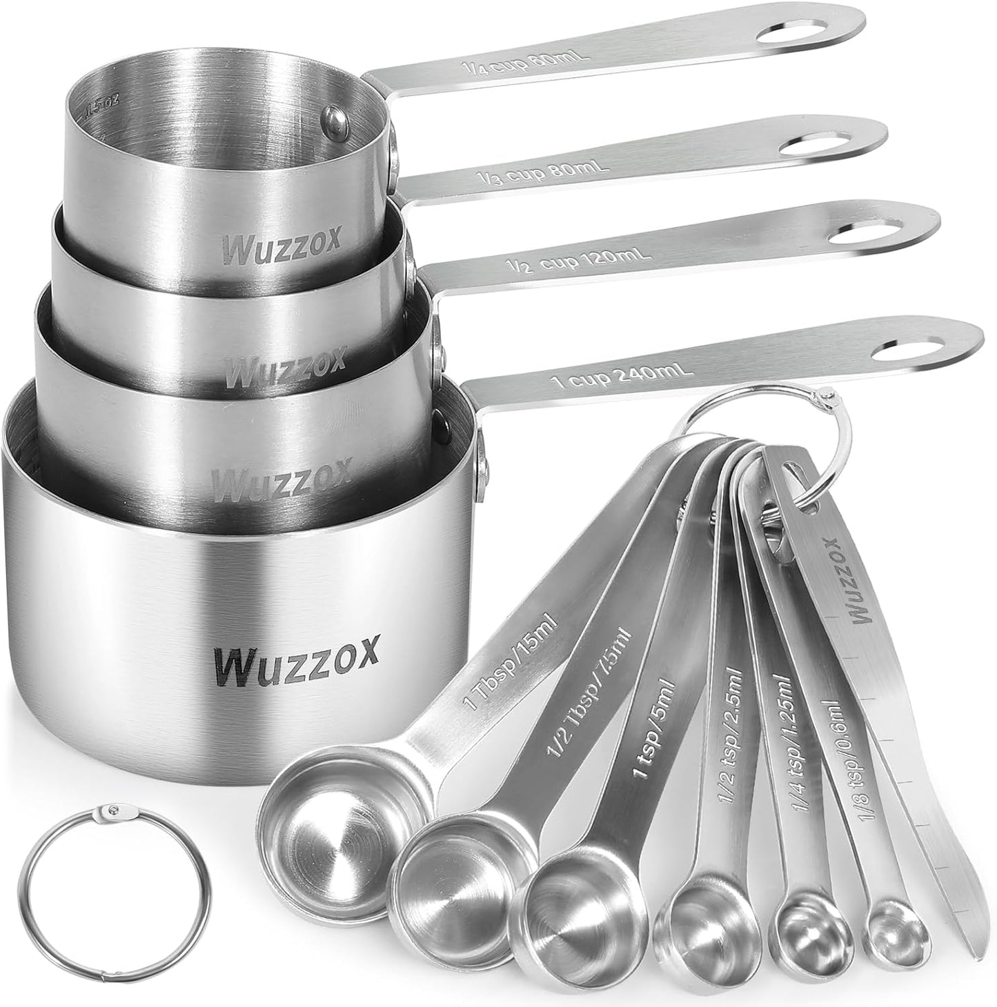 Stainless Steel Measuring Cups & Spoons Set of 13, Stackable Metal Measuring Cups & Spoons, Kitchen Gadgets for Cooking & Baking