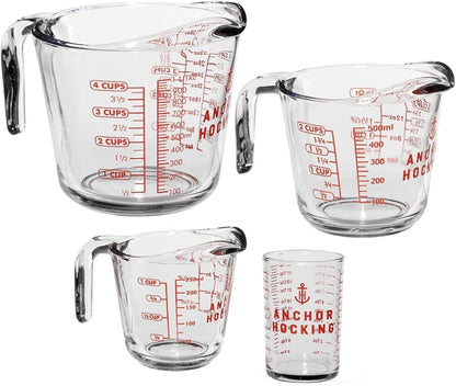 Anchor Hocking Triple Pour Glass Measuring Cup, 8 Oz Measuring Glass