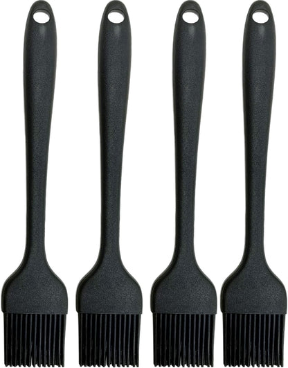 Pastry Brush-Silicone Basting Brush for Cooking,Heat Resistant Food Brush for BBQ,Food Grade Silicone Brush for Grill Baking/Spreading Marinade/Sauce/Oil/Egg/Kitchen Brushes for Cooking(4 Pc,Black)