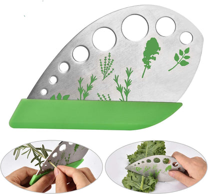 2 Pack Herb Stripper Tool 9 Holes Stainless Steel kale Leaf Stripping Zip Tools, Curved Edge Can be Used as a Kitchen Gadgets