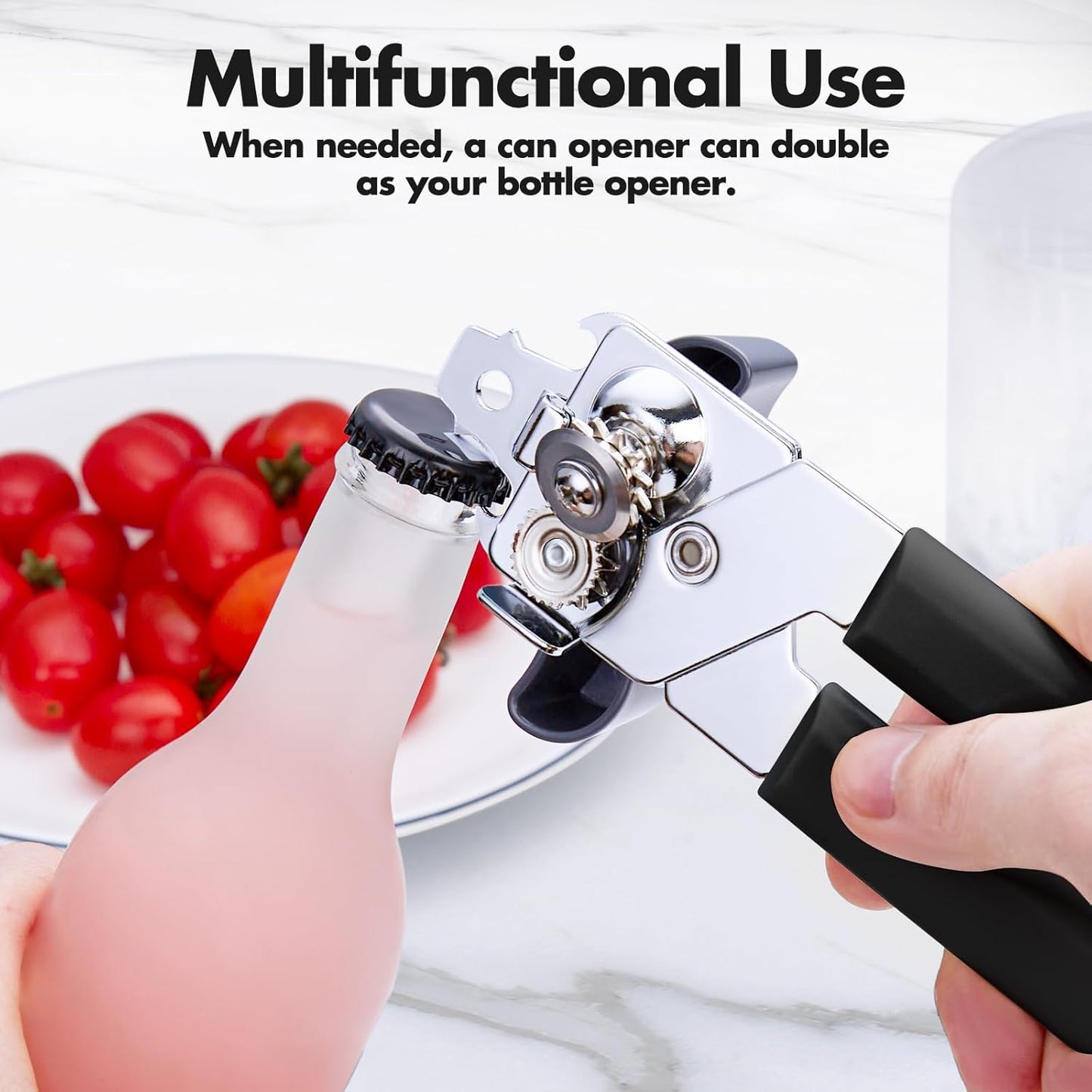 Can Opener Manual, COKORA Can Openers Hand Held with Comfort Anti-Slip Handles, Heavy Duty Stainless Steel Can Opener Smooth Edge and Bottle Openers, Easy Turn Can Openers for Seniors, Kitchen, Green
