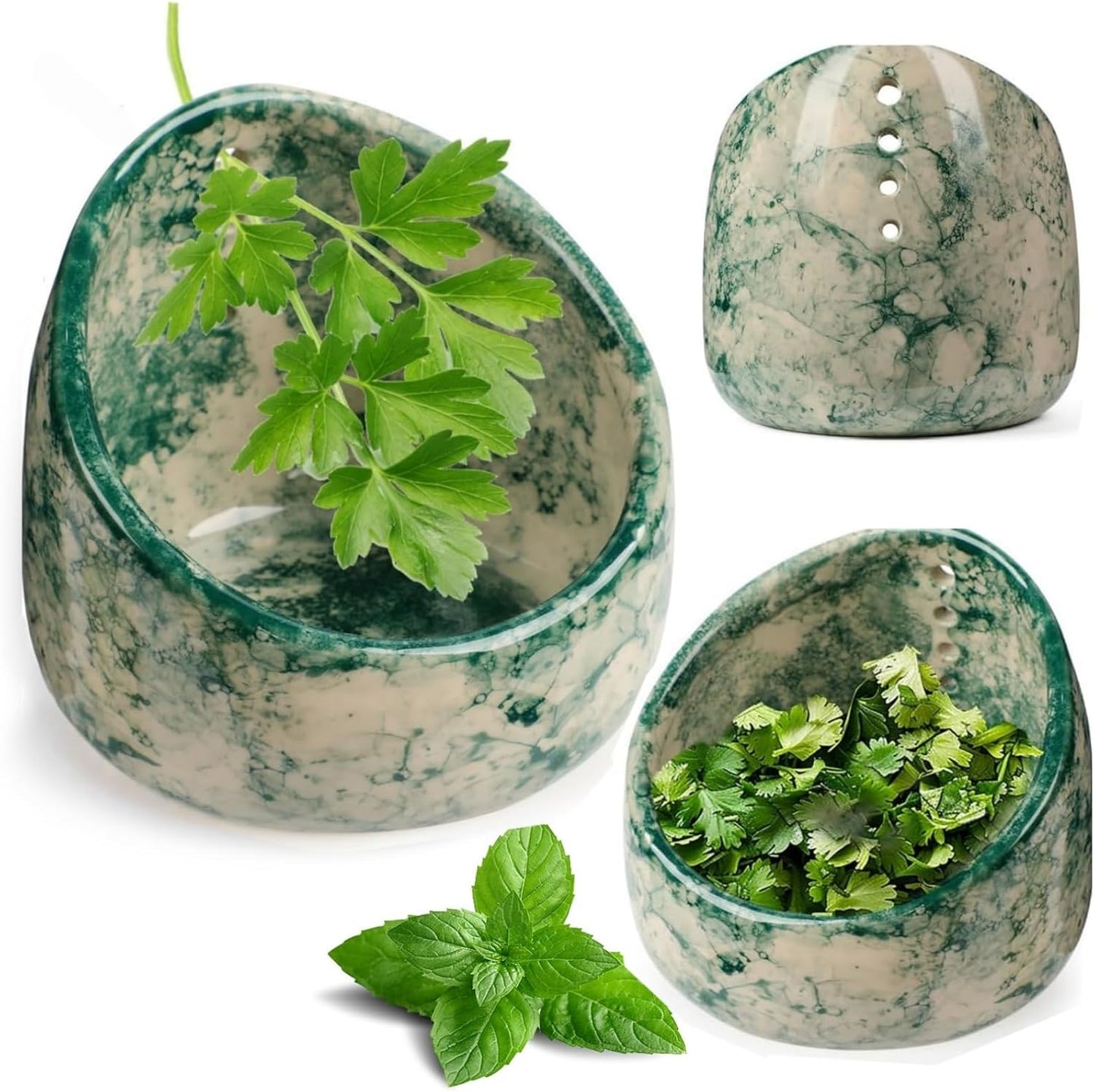 herb stripper，herb stripper bowl，pottery herb stripper，handmade with different circular hole sizes for separating leaves and stems.