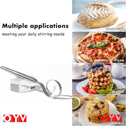 OYV Seamless Dough Whisk, 18/10 Stainless Steel Danish Dough Wisk, 9" Bread Whisk for Sourdough, Cookies, Pizza, Pastry, Dishwasher Safe Dough Hook