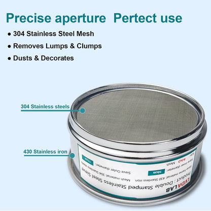 304 Stainless Steel Mesh Lab Sieve, 325 Mesh (0.045mm) Aperture Test Sieve, 4inch(10cm) Economy Standard Analysis Sample Test Sieves for Industrial Laboratory Homes - Colors B