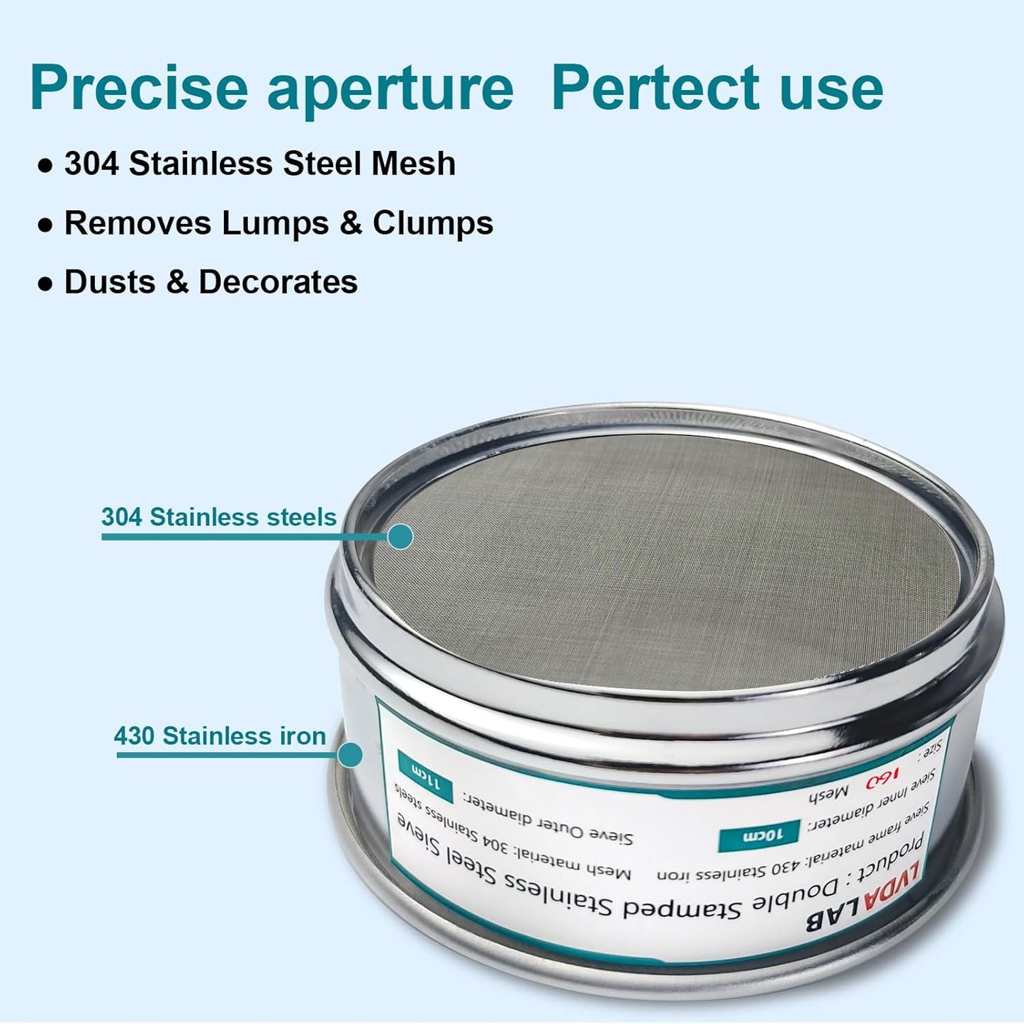 304 Stainless Steel Mesh Lab Sieve, 80 Mesh (0.2mm) Aperture Test Sieve, 4inch(10cm) Diameter Economy Standard Analysis Sample Test Sieves for Industrial Laboratory Homes - Colors B