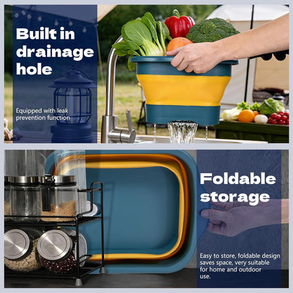 Collapsible Colander Set & Food Strainer for Kitchen, 4 in 1 Kitchen Gadget Strainer with Draining Tray for Pasta Noodle Fruit & Vegetable, 1 Pack