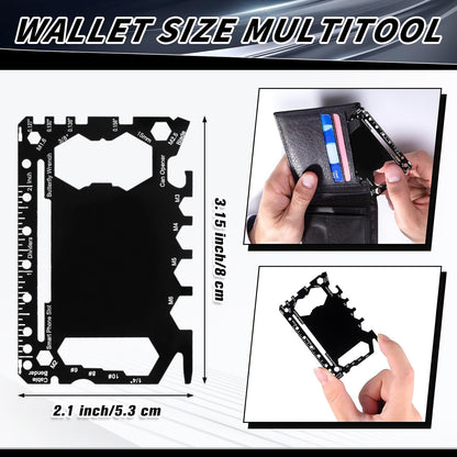 Cholemy 24 Pcs Credit Card Wallet Multitool 46 in 1 Metal Stainless Steel Survival Pocket Tool Bottle Opener Multipurpose Bulk for Husband Dad Men Christmas Birthday Gift, Black