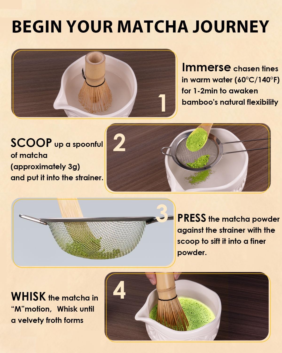 Matcha Whisk Set, Ceramic Matcha Set Includes Bowl with Spout, Whisk and Holder, Bamboo Scoop, Sifter and Tea Towel - 6 Pcs Matcha Kit Gift for Lovers Beginners (Pink)