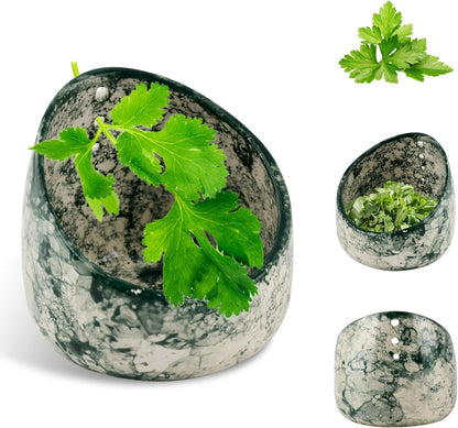 Pottery Herb Stripper Bowl, Upgrade Handmade Ceramic Herb Peeling Bowl, Different Round Hole Sizes Suitable for Peeling Off The Leafy Assembly(COLOR:Green)