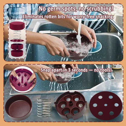 6-in-1 Cherry Pitter Tool for Bulk Jam Making & Baking, ABS Cherry Pit Remover with Juice Catch Container, One-Press Multiple Cherry Corer, Dishwasher Safe