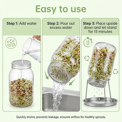 12 Pcs Sprouting Lids for Mason Jars 70mm Regular Mouth, Stainless Steel Screen Filter Strainer Lid Bean Sprout Sieve Mesh Lids for Bean, Alfalfa, Broccoli