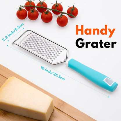 Rainspire Professional Cheese Graters for Kitchen Stainless Steel Handheld, Metal Lemon Zester Grater With Handle For Cheese, Chocolate, Spices, Kitchen Gadgets And Tools, Soft Grip Handle, Black