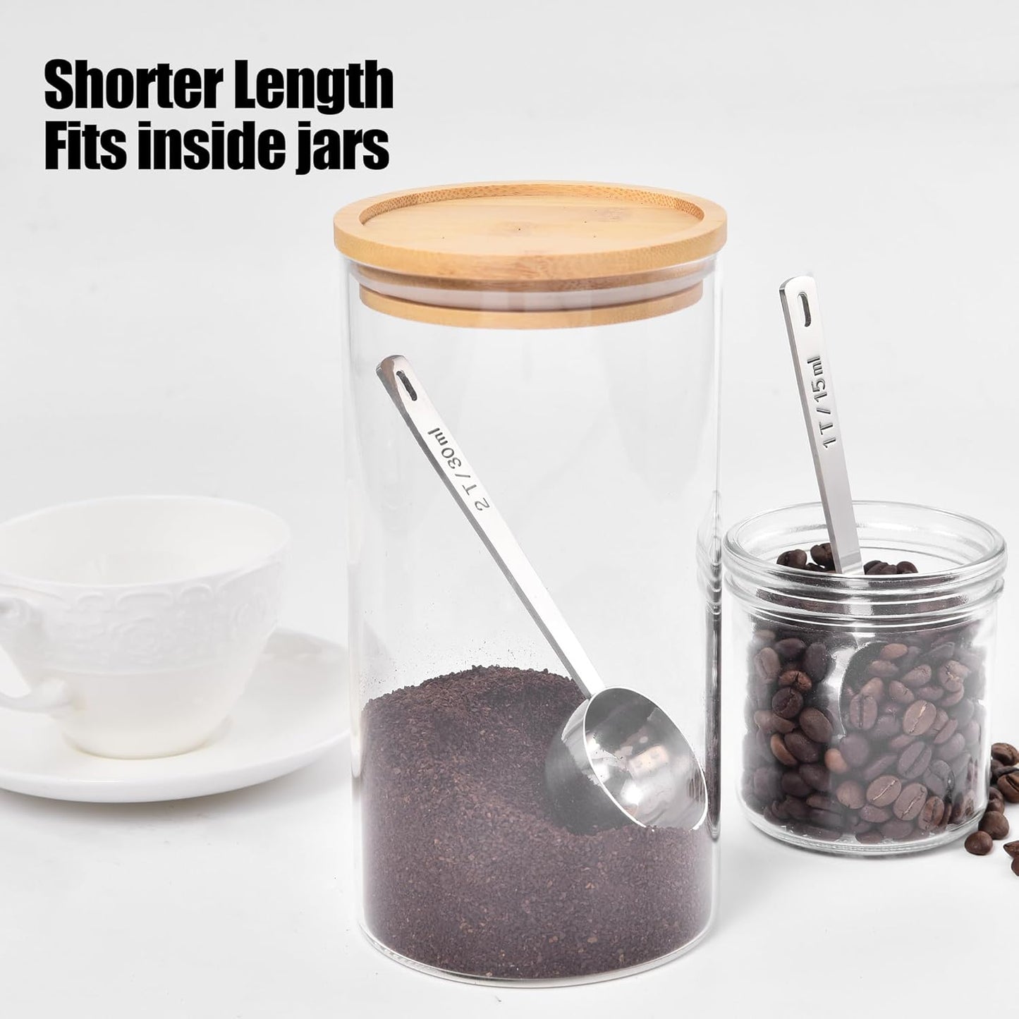 18/8 Stainless Steel Coffee Scoop, Doosu Food-Grade Metal Measuring Spoon with 6.9in Long Handle, Tablespoon Scooper for Coffee Beans, Ground Coffee, Espresso, Protein Powders, Tea, Sugar (1 Tbsp)