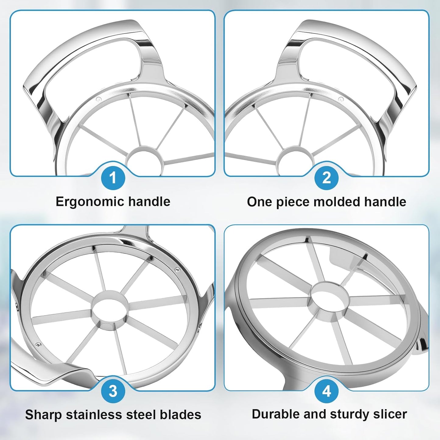 Apple Slicer and Corer, Basic Model with 12 Sharp Stainless Steel Blades - Zinc Alloy Case for Effortless Slicing & Coring