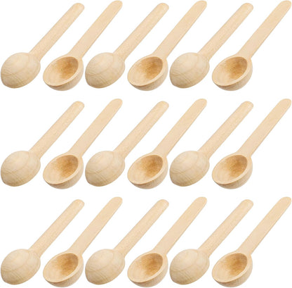 Tebery 60PCS Mini Wooden Spoons Small Bath Salt Spoon Candy Spoon Baby Spoon for Spice Jars Seasoning Honey Coffee