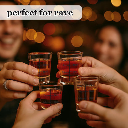 Ruckae Shot Glasses Measuring Cup Set 12 Pack Square Espresso Shot Glasses Liquid Heavy Glass -Incremental Measurement 2oz Shot Glass for Bars and Home Use