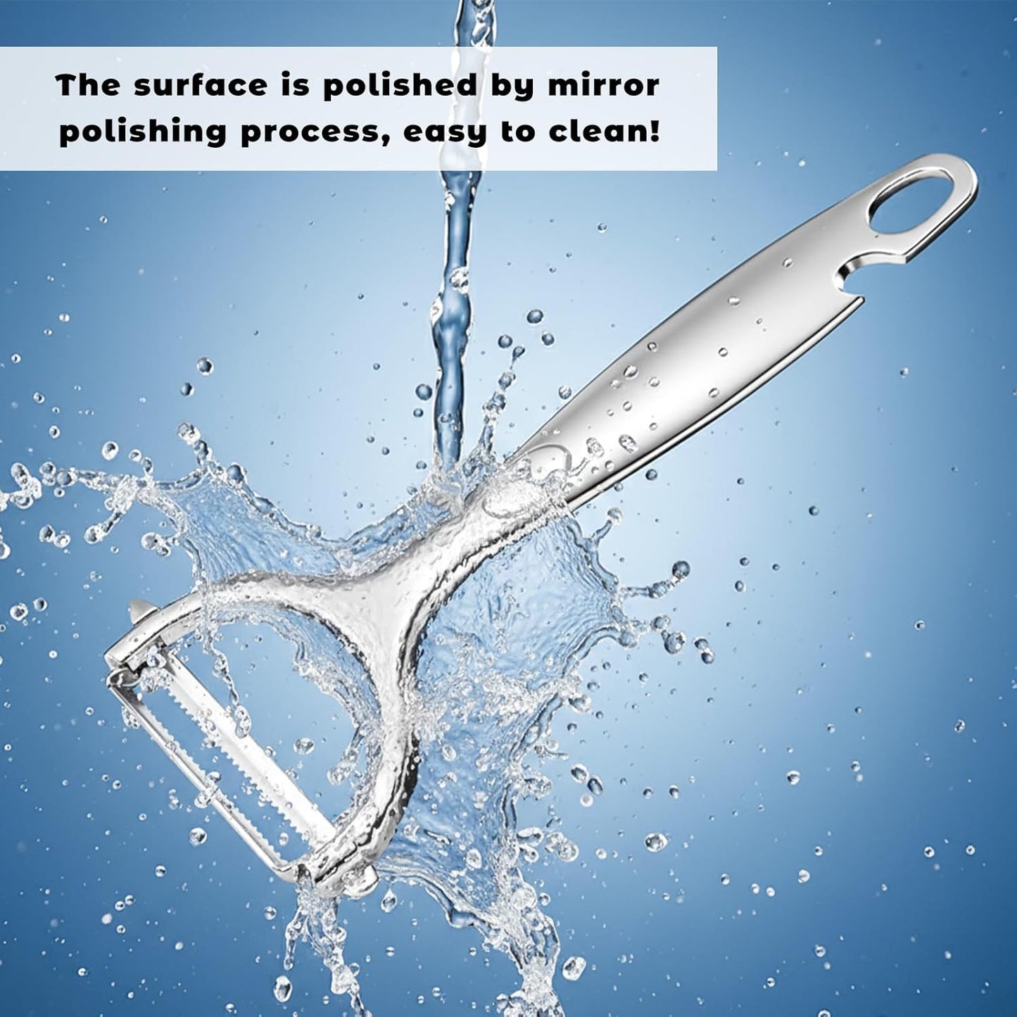 Premium Stainless Steel Vegetable Peeler with Swivel Blade & Bottle Opener - Ultra Sharp Potato Apple Peeler, Ergonomic Handle, Dishwasher Safe, Silver