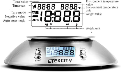 Etekcity 0.1g Food Kitchen Scale, Bowl, Digital Grams and Ounces for Weight Loss, Dieting, Baking, Cooking, and Meal Prep, 11lb/5kg, Stainless Steel Silver