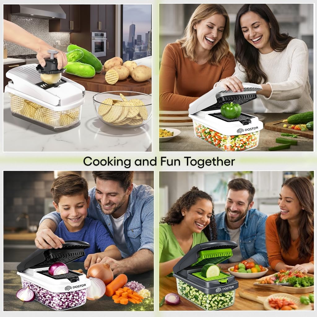 Compact Premium Vegetable Chopper, Mandoline Slicer, Veggie Chopper Food Chopper Container, Vegetable Cutter, Onion Salad Vegetable Chopper, Fruit Slicer, Shredding (White & Black)