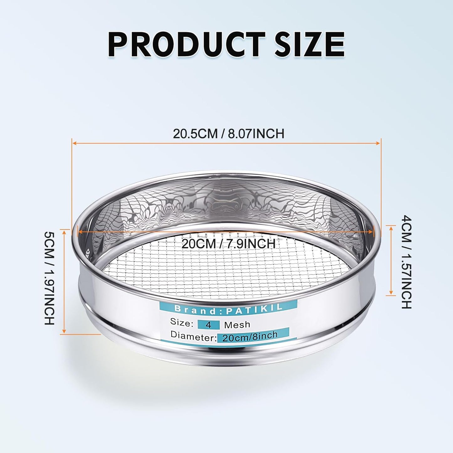 PATIKIL 325 Mesh(0.045mm) Lab Sieve, 3.9"(10cm) Diameter Sifting Screen 304 Stainless Steel Wire Cloth Fine Mesh Sieve for Industrial Laboratory Home Soil Sifter Dry Sift Screens Hash - Colors A