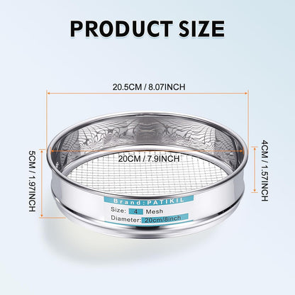 PATIKIL 325 Mesh(0.045mm) Lab Sieve, 3.9"(10cm) Diameter Sifting Screen 304 Stainless Steel Wire Cloth Fine Mesh Sieve for Industrial Laboratory Home Soil Sifter Dry Sift Screens Hash - Colors A