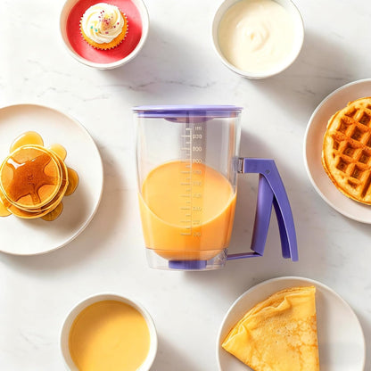 Pancake Batter Dispenser Bottle, 900ML Pancake Maker Baking Tool for Cupcakes, Crepes, Waffles, Muffins, Funnel Cake, Griddle Breakfast Accessory (1)