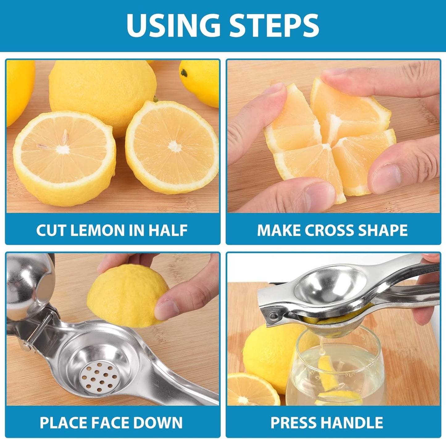 Jenkin Stainless Steel Manual Juicer Citrus Lemon Squeezer,Fruit Juicer Lime Press Metal,Professional Hand Juicer Kitchen Tool