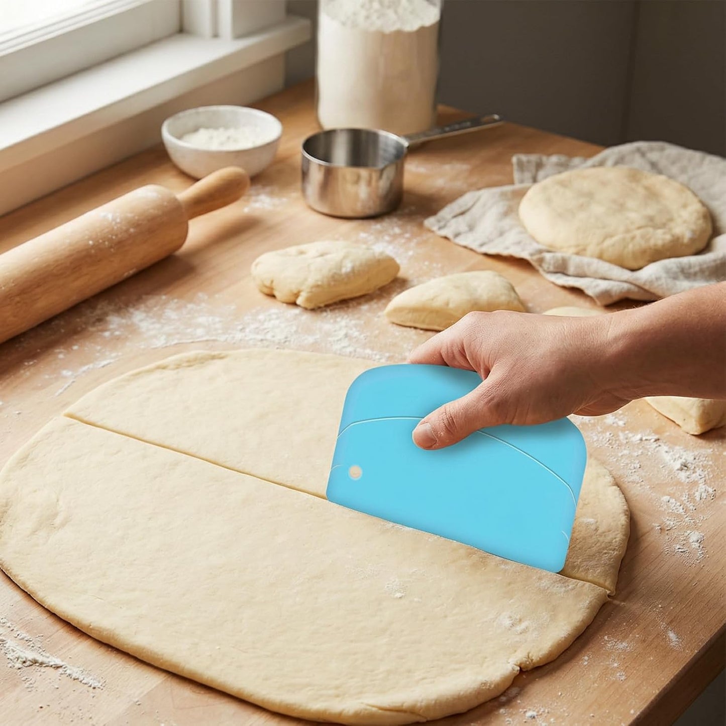 5 Pcs Dough Scraper Flexible Pastry Scraper 5.3x3.6" Food Scrapers Plastic Bowl Scrapers for Bread Dough Non-Slip Sourdough Tools for Baking Pastry and Bread Making