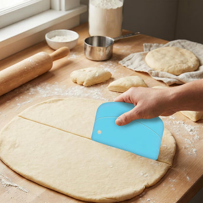 5 Pcs Dough Scraper Flexible Pastry Scraper 5.3x3.6" Food Scrapers Plastic Bowl Scrapers for Bread Dough Non-Slip Sourdough Tools for Baking Pastry and Bread Making