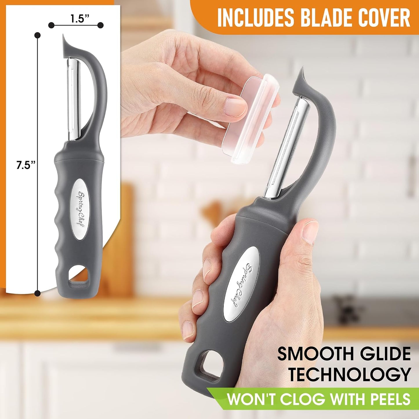 Spring Chef Premium Swivel Vegetable Peeler, Soft Grip Handle and Ultra Sharp Stainless Steel Blades - Perfect Kitchen Peeler For Veggie, Fruit, Potato, Carrot, Apple - Pink Lemonade
