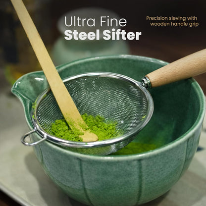 12-Piece Matcha Whisk Set - Complete Matcha Kit Including Matcha Bowl with Spout, Bamboo Whisk, Bamboo Straws, Scoop with Holder, Sifter with Wooden Handle & More - Premium Matcha Gift Set