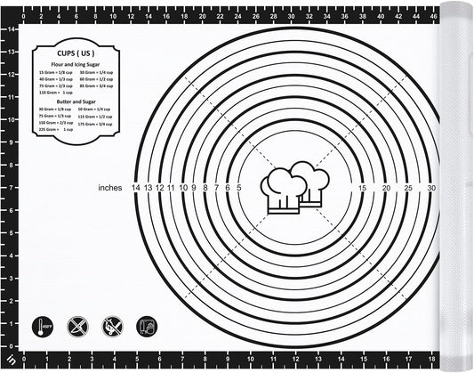 DANIA & DEAN [Pro Edition] 1.1mm Heavy-Duty Silicone Pastry Mat with 4.5mm Raised Edge, Exclusive Mom Theme 26"x16" Large Baking Mat for Rolling Dough, Non-Slip Spill-Proof Kneading Mat, Gift for Mom