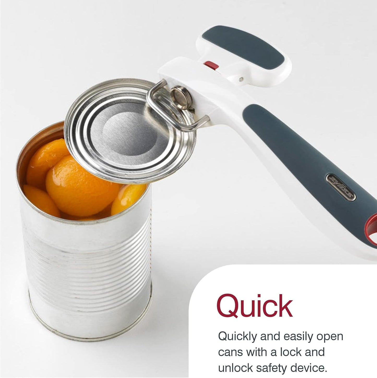 Zyliss Safe Edge Can Opener - Manual Can Opener with Lid Grippers - Safety Tool for Smooth Edges - Left- & Right-Handed Kitchen Essential - Handheld Kitchen Tool - Gray