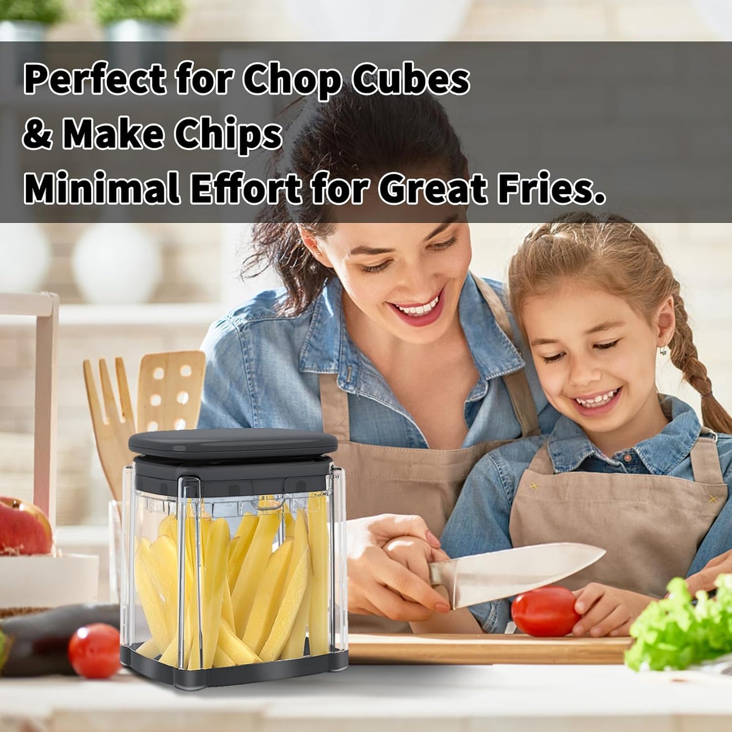 French Fry Cutter, Solucky Potato Onion Cutter, Professional Homestyle Vegetable Chopper Dicer, Great for Potatoes Carrots Cucumbers Zucchini Peppers 3/8 inch Blade(Only 1 Blade)
