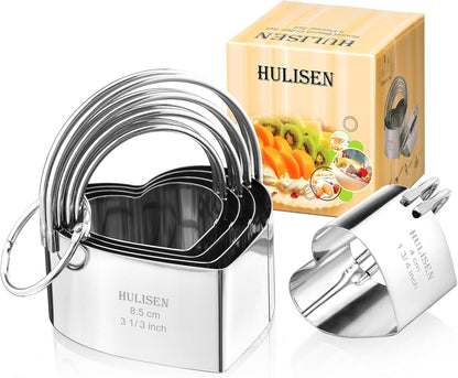 HULISEN Square Biscuit Cutter Set (4 Pieces/Set), Stainless Steel Cookies Cutter with Handle, Professional Baking Dough Tools, Gift Package (Square)