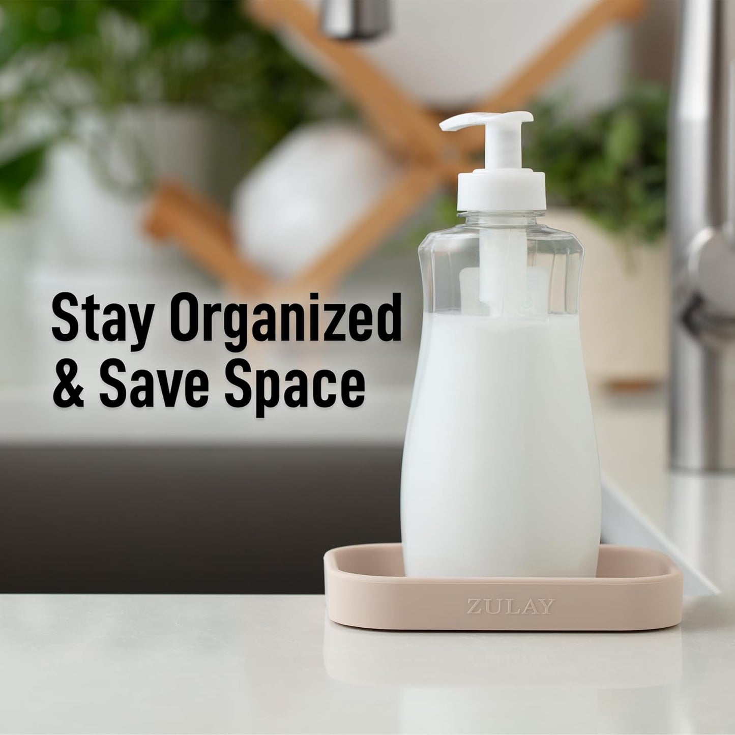 Zulay Kitchen (9x3.5in Sponge Holder for Kitchen Sink - Flexible Heavy-duty Multipurpose Sink Caddy - Counter Organizer for Kitchen, Bathroom, Makeup, Trinkets & More! (Grey)
