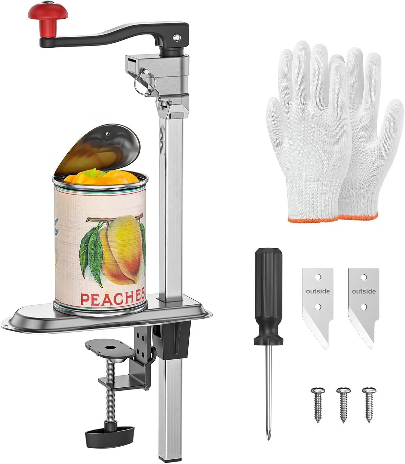 Manual Can Opener with Stainless Steel Sharp Blade, 3-in-1 Multifunction Handheld Can Opener and Bottle Opener, Soft Ergonomic Cushioned Handle