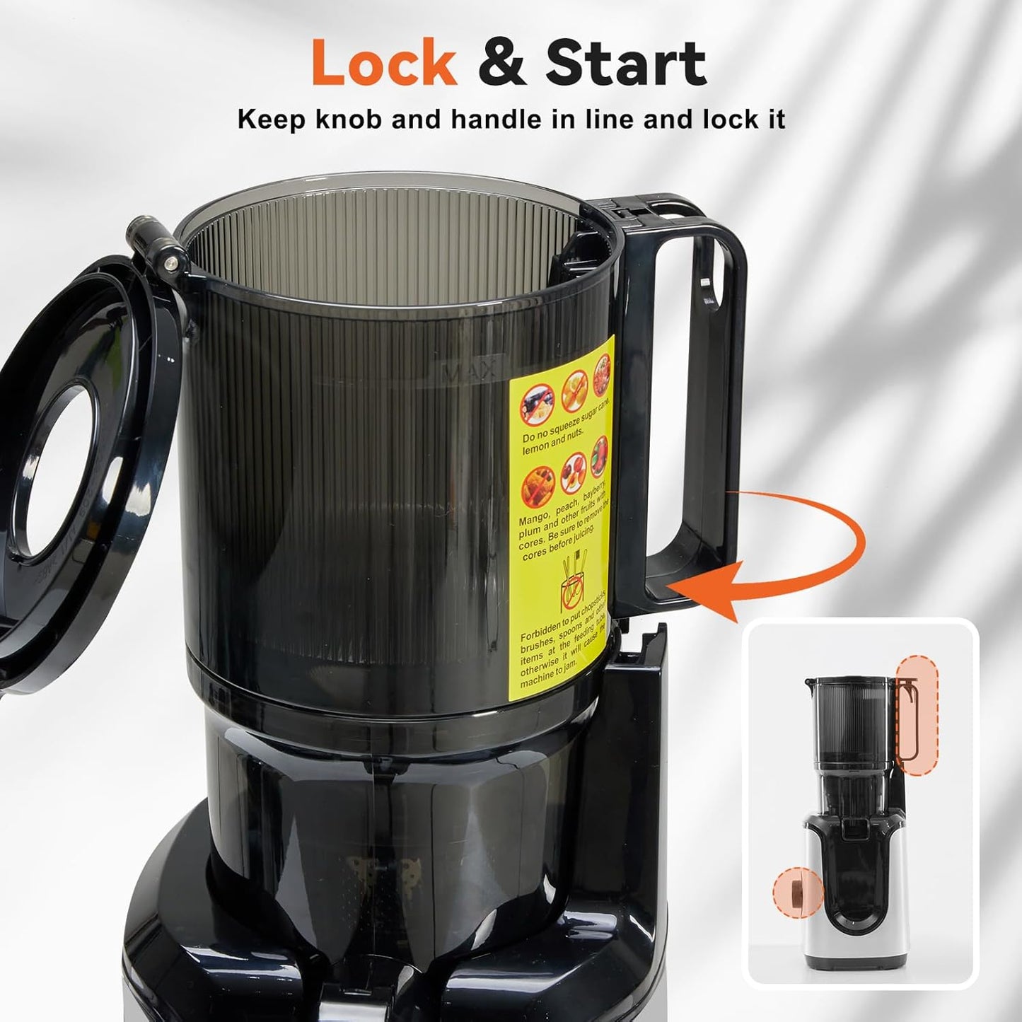 NEWBULIG Cold Press Juicer Machines, Masticating Juicer with High Juice Yield, Reverse Function, Stops Oxidation and Easy to Clean for Vegetables & Fruits, Black