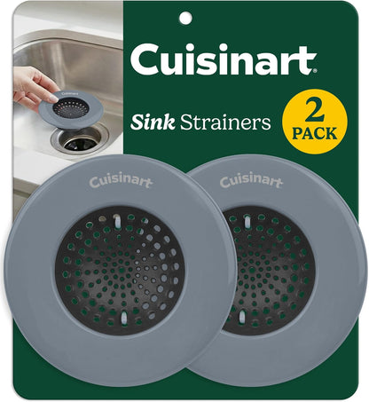 Cuisinart Sink Strainers- 2 Pack Kitchen Sink Drain Strainer & Food Catcher with Enamel-Coated Stainless Steel Rim and Silicone Base, Fits Standard 3.5" Drains, Outer Diameter 4.35", Scratch-Safe