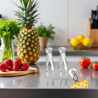 2Pcs Multi-Functional Fruit & Vegetable Stem Remover Clip, Strawberry Huller, Pineapple Eye Remover, Kitchen Gadget, Silver Stainless Steel Handle