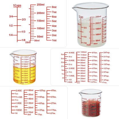 High Borosilicate Glass Measuring Cup-V-Shaped Spout，Glass Measuring Beaker for Kitchen or Restaurant, Easy to Read, 60 ML (2 Oz)-Pack of 2