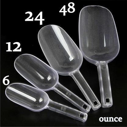 3PCS Clear Plastic Ice Scoop, 12 ounces Alec Ice Scoop, Kitchen Scoop for Ice Bucket Ice, Popcorn, Coffee Beans, Flour (12 oz.)