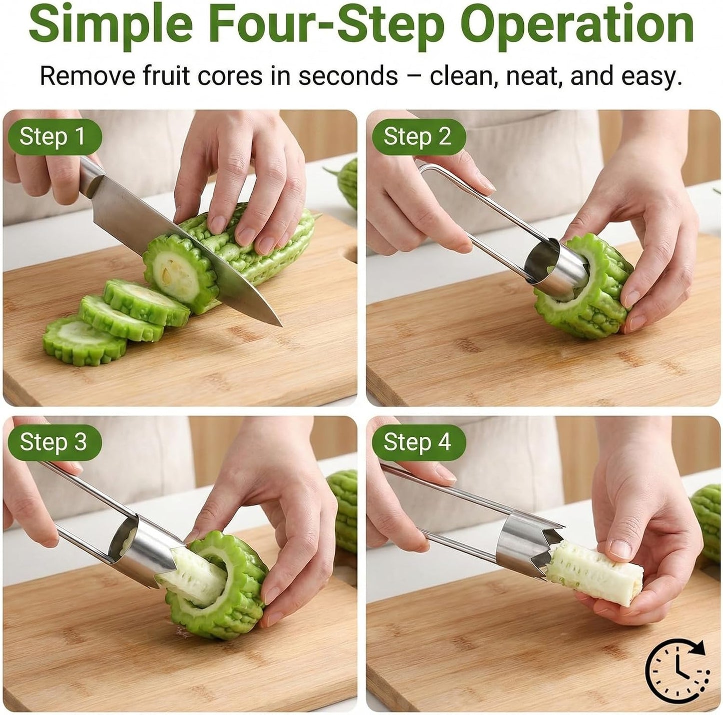 3 PCS Red Bell Pepper Seed Corer Fruit and Vegetable Corer Tool Stainless Steel Practical Kitchen Gadgets Universal Multifunctional Core Remover for Pepper Apple Pineapple Pear Easy Clean