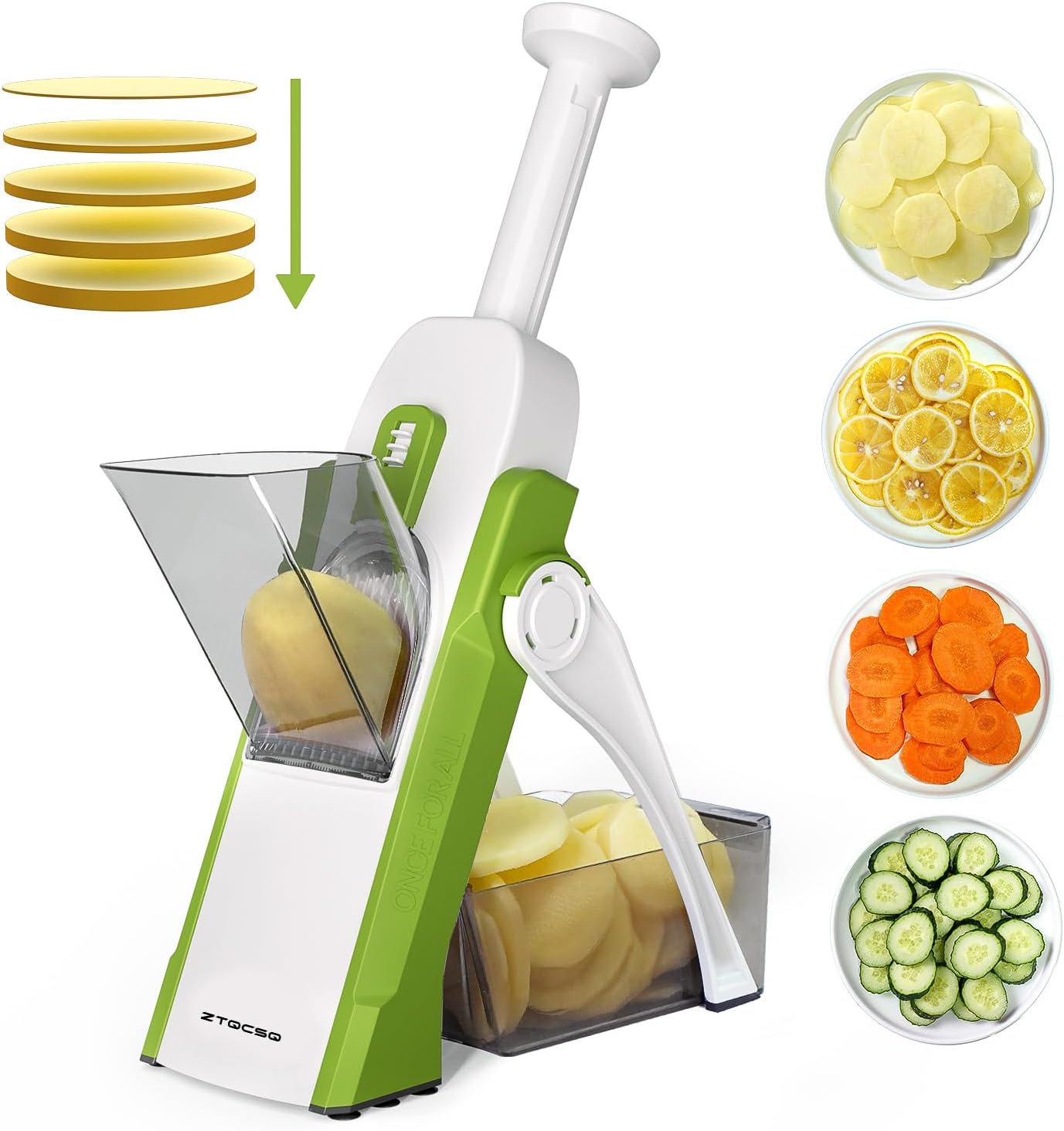Safe Mandoline Slicer for Kitchen, Meal Prep,Potato Slicer, Adjustable/Easy to Clean/Storage, Kitchen Chopping Artifact,French Fry Cutter,Paring Knife/Cleaning Brush (only Slice, Black Knight)