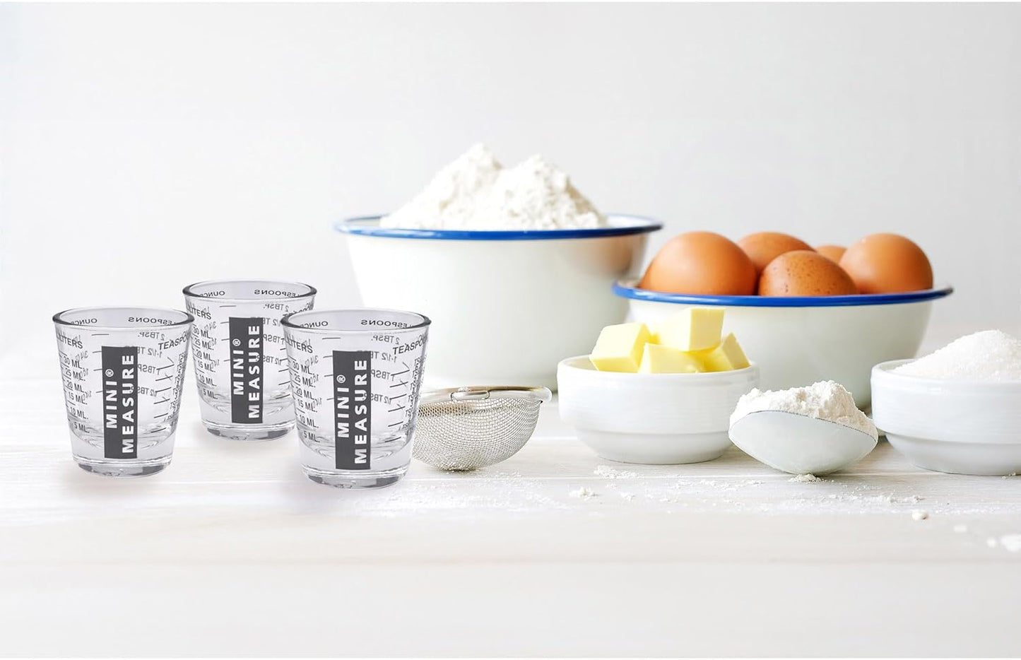 Kolder Mini Measure Heavy Glass, 20-Incremental Measurements Multi-Purpose Liquid and Dry Measuring Shot Glass, White