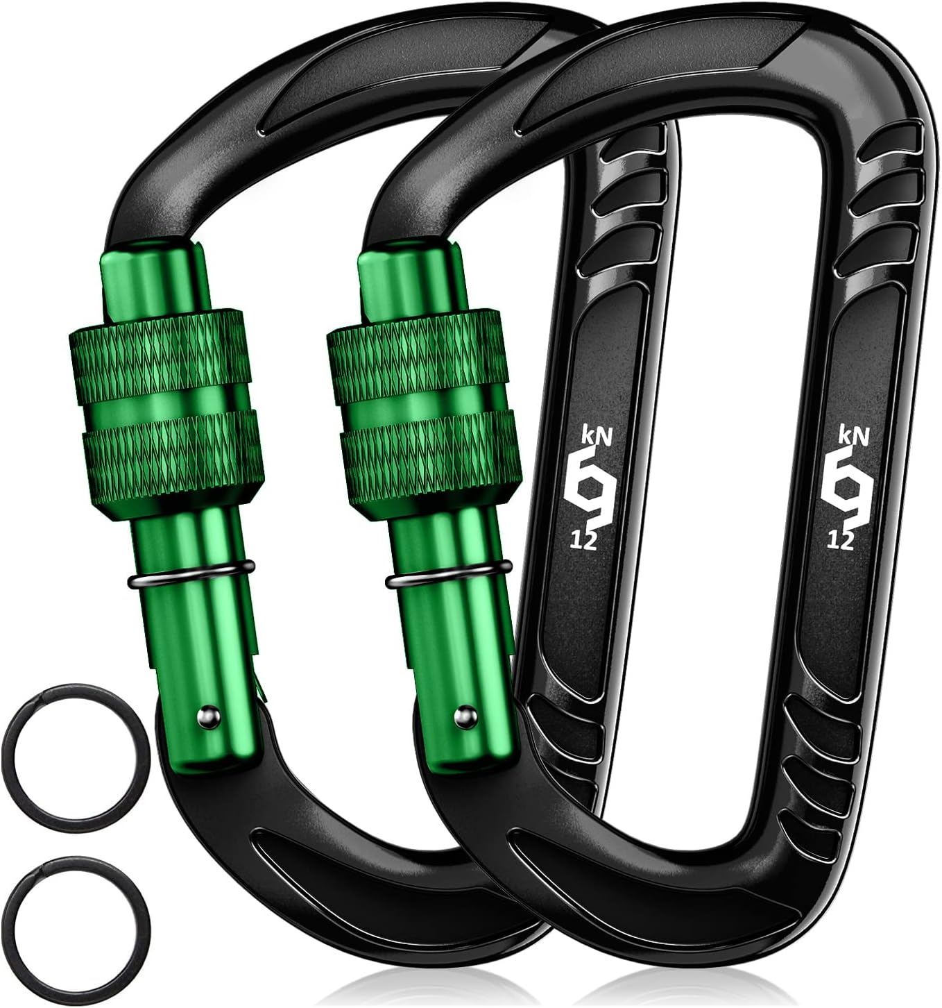 Rhino Produxs 12kN (2697 lbs) Heavy Duty Carabiner Clips, for Securing Pets, Outdoor, Camping, Hiking, Hammock, Dog Leash Harness, Keychains